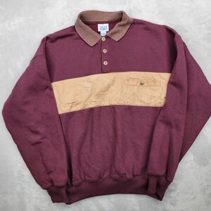 Boulevard Club Shirt Men Medium Sweater Sweatshirt Polo Golf Band LS Block Adult